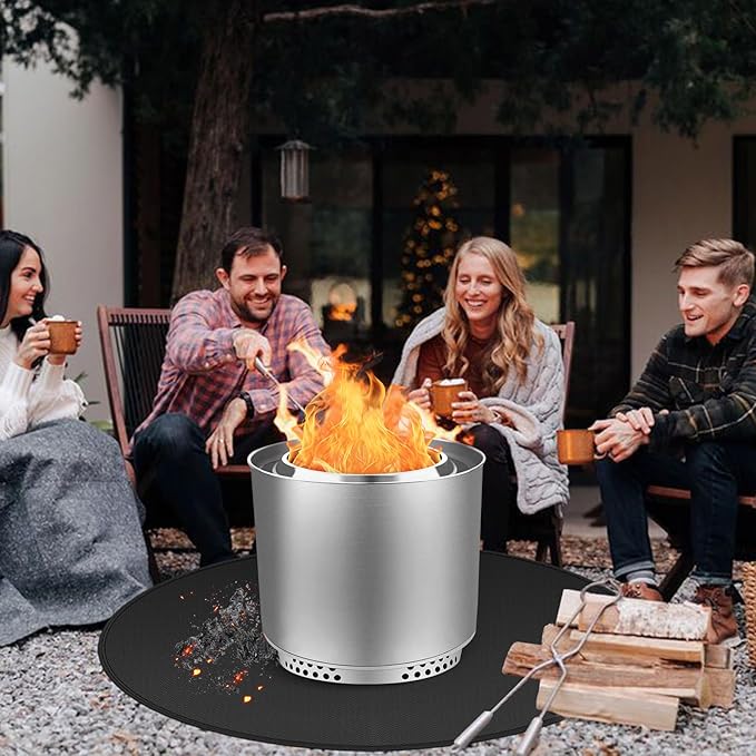 Fire Pit Mats for Under Fire Pit Compatible with Solo Stove Bonfire Accessories Compatible with Solo Stove, 3-Layer Esay to Clean Grill Mats for Outdoor Grill to Protect the Deck, Patio, 47in
