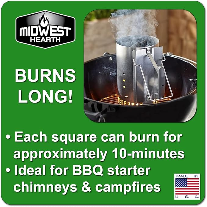 Midwest Hearth Fire Starter Squares Quick-Light (144-count) Made in USA