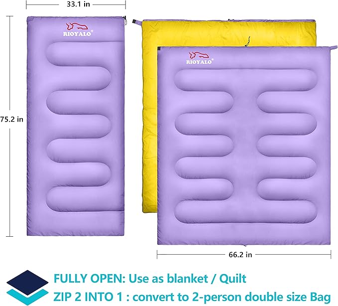 3 Season Ultralight Backpacking Sleeping Bag | Cool/Warm Weather Lightweight Camping Sleeping Bags for Adult | Compact Hiking Sleeping Bags with Compression Sack in Rectangular - 75 X 33 in