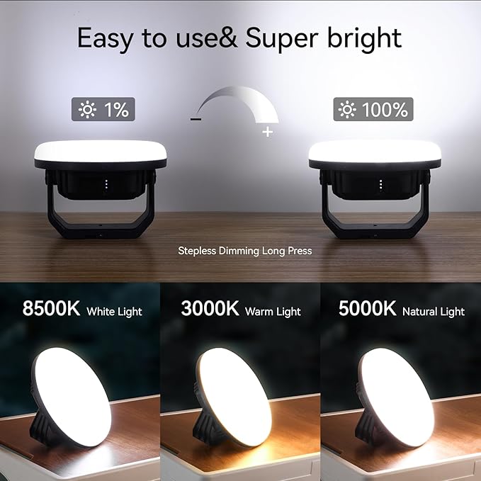 VAVOFO 30W 3000LM LED Camping Lantern Rechargeable, 3 Lighting Modes, 7200mAh Power Bank,IP65 Waterproof Flashlight , Portable Tent Light with Magnetic Base for Emergencies, Power Outages(Black)