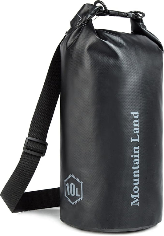 Mountain Land Waterproof Beach Dry Bag 30L Roll Top Backpack Boat Bag Dry Sack for Kayaking Rafting Fishing Hiking Camping Black