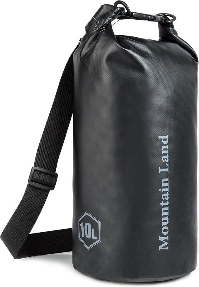 Mountain Land Waterproof Beach Dry Bag 20L Roll Top Backpack Boat Bag Dry Sack for Kayaking Rafting Fishing Hiking Camping Black