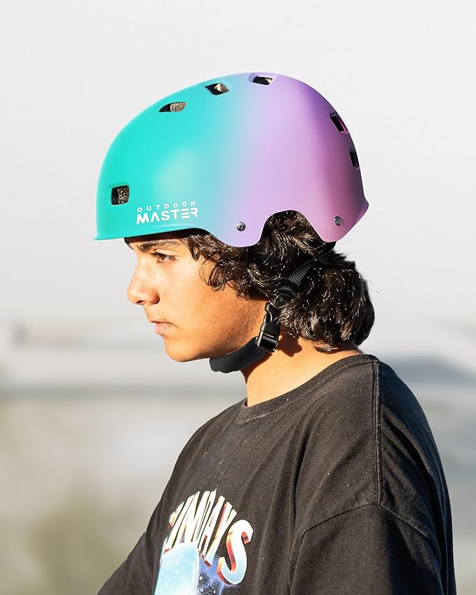 OutdoorMaster Skateboard Cycling Helmet-Beetles Snug,Bike Helmet for Adults, Youth & Kids-Two Removable Liners Ventilation Multi-Sport Commuter Scooter Roller Skate Inline Skating Longboard