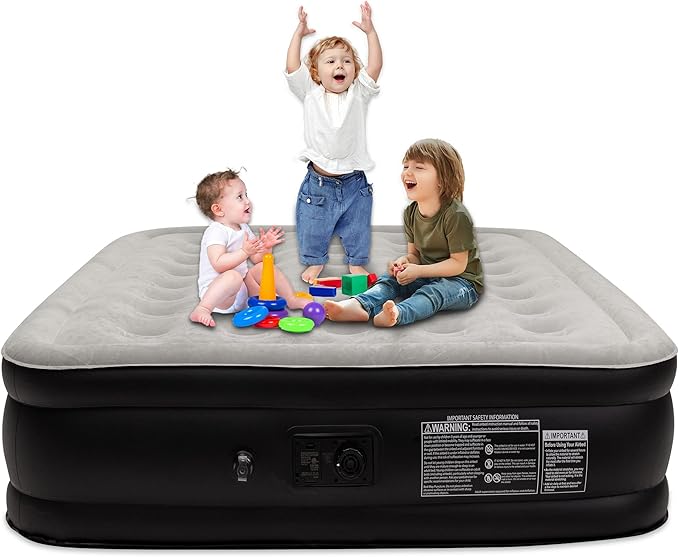 Air Mattress 16" Air Bed Queen with Built in Pump, Foldable Portable Queen Inflatable Mattress, 660 lbs Weight Capacity Blow Up Air-Mattress Suitable for Guests, Indoors and Camping