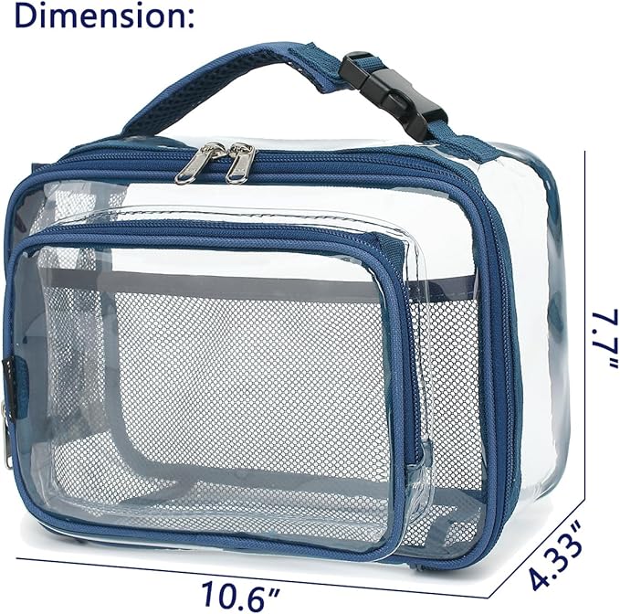 FlowFly Kids Lunch box with buckle Insulated Cooler Back to School Thermal Meal Tote Kit for Girls, Boys, Clear#Cyan