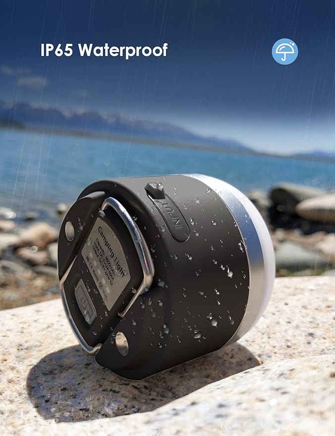 Joyzy Rechargeable LED Camping Lantern with 5 Light Modes, Adjustable Brightness Mini Hanging Lantern (Black)