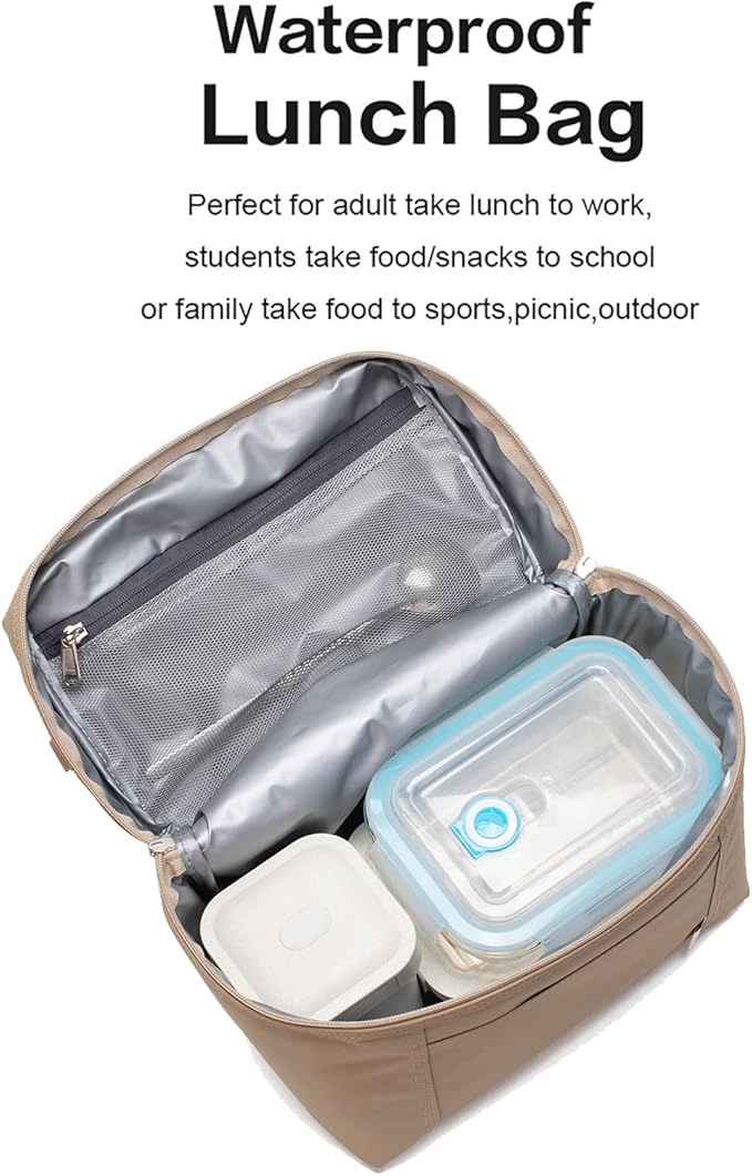 NOL Natural Organic Lifestyle Insulated Lunch Bags for Women Cooler Bag Lightweight Nylon Waterproof Lunch Box For Work