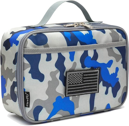 FlowFly Kids Lunch box Insulated Soft Bag Mini Cooler Back to School Thermal Meal Tote Kit for Girls, Boys, Flag