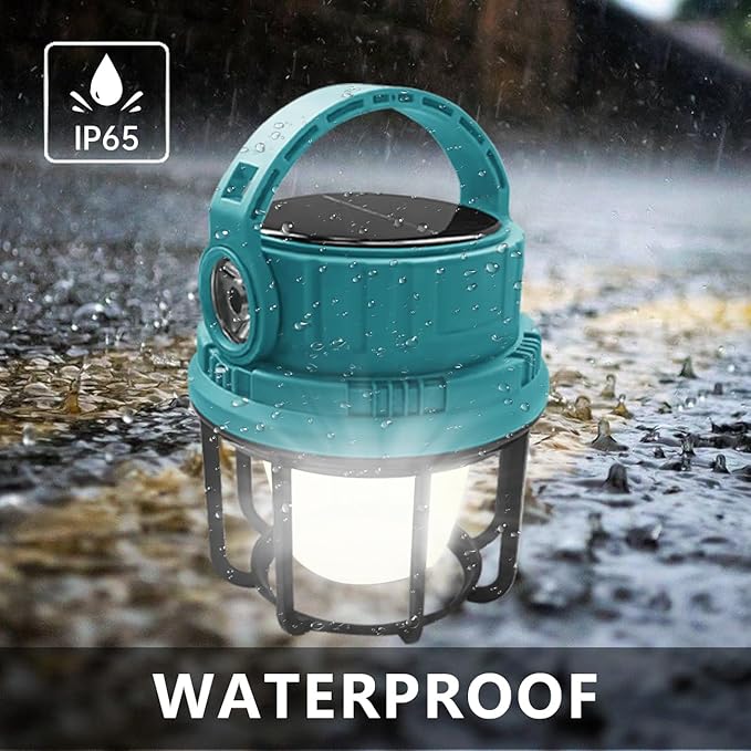 LED Camping Lantern Rechargeable, Solar Camping Lantern with USB Cable, 6 Light Modes Included with Two Light Source Modes for Hurricane, Power Outages