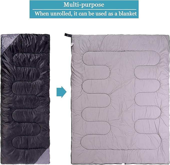 Camping Sleeping Bag for Adults Boys and Girls,Cold and Warm Weather-Summer, Spring, Fall, Lightweight, Waterproof Compact Bag for Camping Gear Equipment, Traveling, and Outdoors