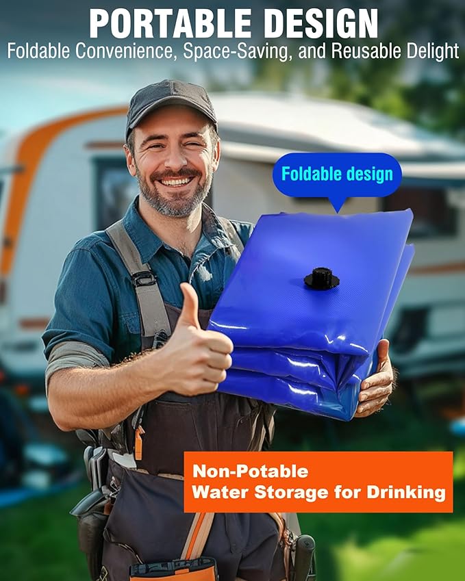 PYY Portable 143 Gallon Water Bladder - Truck Bed,Carrier Cart, Large Water Bob Bathtub Emergency Water Bladders for Outdoor RV & Car Camping,Water Storage Bladder with Spigot,Overflow Kit-Blue 540L