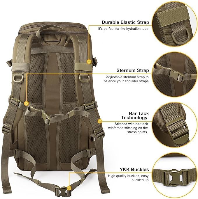 Mardingtop Tactical Backpacks Molle Hiking daypacks for Motorcycle Camping Hiking Military Traveling,25L Backpack