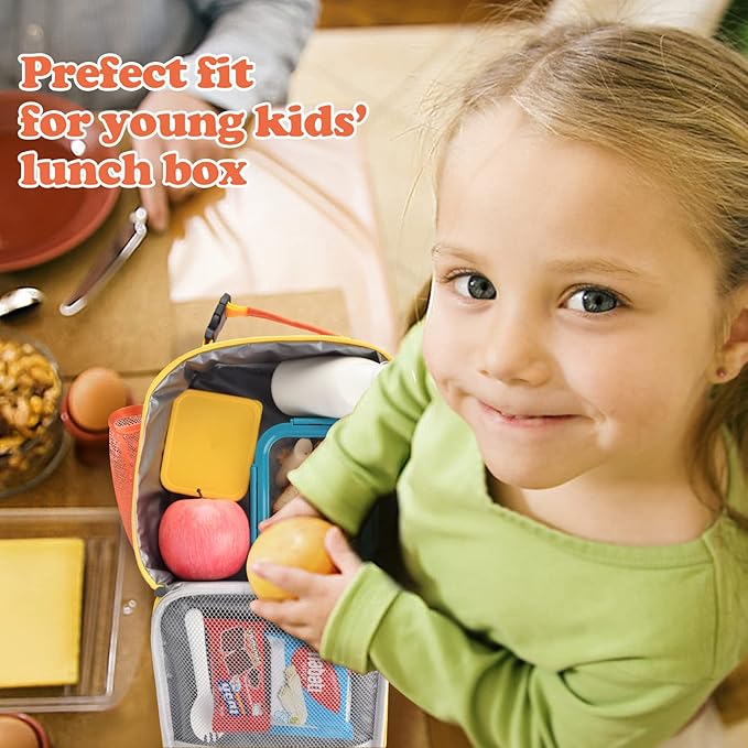 Lunch Box Kids,Premium Insulated Lunch Bag for Girls Boys,Soft Bag Mini Cooler Back to School Thermal Reusable Lunch Bag for Work School Picnic (Orange)