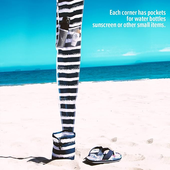 Qipi Beach Cabana - Easy to Set Up Canopy, Waterproof, Portable 6' x 6' Beach Shelter, Included Side Wall, Shade with UPF 50+ UV Protection, Ultimate Sun Umbrella - for Kids, Family & Friends