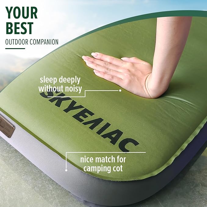 SKYEMAC Self-Inflating Memory Foam Sleeping Pad - Single Pad, Built-in Pump, R-Value 13, 78''x29''x4'', Fast Inflation & Deflation, 4-Season Camping Mattress for Outdoor Adventures