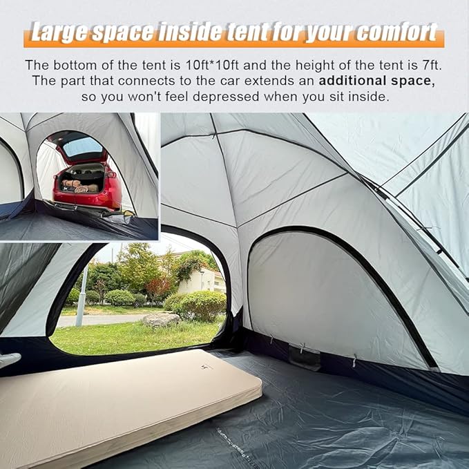 MC TOMOUNT SUV Tent 10ft*10ft*7ft Universal for SUV/CUV/Cars with Rainfly & 2 Doors for Camping Family Camping