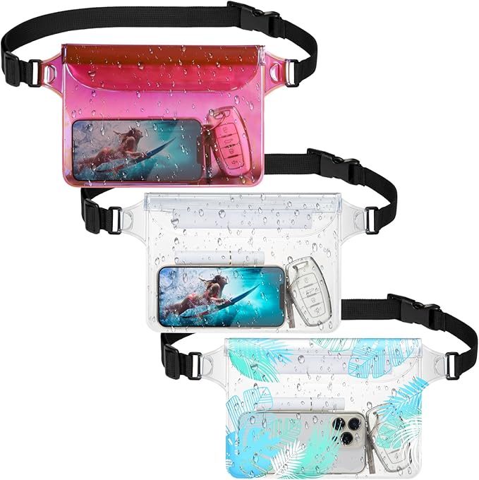 F-color Waterproof Fanny Pack - Waterproof Phone Pouch with Waist Strap - Cruise Essentials 2025 Must Haves Waterproof Pouch Dry Bag Keep Phone Valuables Safe for Beach Kayaking Boating Fishing