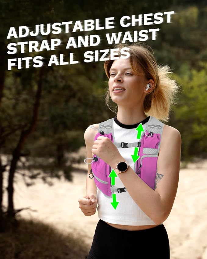 Running Vest for Women and Men, Hydration Backpack for Runners, Trail, Hiking, Biking and Walking, with Front Phone Holder, Adjustable Chest and Waist Strap