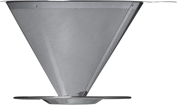 ATHIA Silver Stainless Steel Reusable Coffee Filter, Pour Over Cone Dripper with Fine Mesh, Paperless & Eco-Friendly Design, Fits Most Mugs, Carafes & Coffee Makers (Silver, Standard)