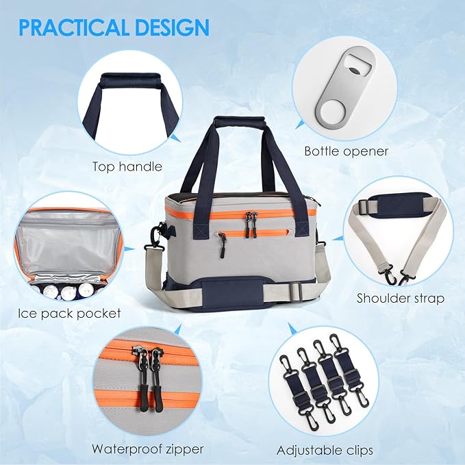 Paddle Board Cooler Waterproof Large Capacity SUP Deck Coolers, Leakproof Kayak Cooler Accessories Premium Insulated Cooler for Paddleboard Accessories,Drinks | Quality Clips& Bottle Opener Included