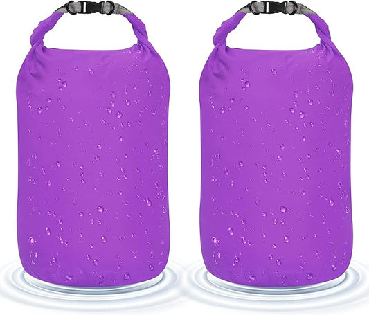 Desoto Waterproof Dry Bag 2 packs, 2L/5L/10L/20L/40L/70L Dry Sack Lightweight Portable, Dry Storage Bag to Keep Gear Dry Clean for Kayaking, Gym, Hiking, Swimming, Camping (Purple, 70L)