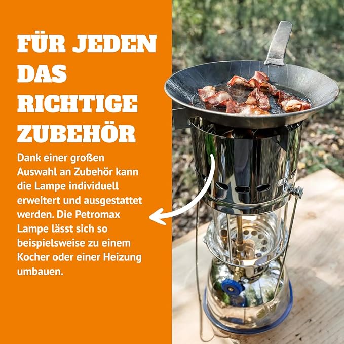 Petromax HK500 Pressurized Lantern, 500 Candlepower with 1 Quart Kerosene Tank for Home, Camping or Emergency Lighting, Hand Assembled High Pressure 400 Watt Lamp, Polished Brass