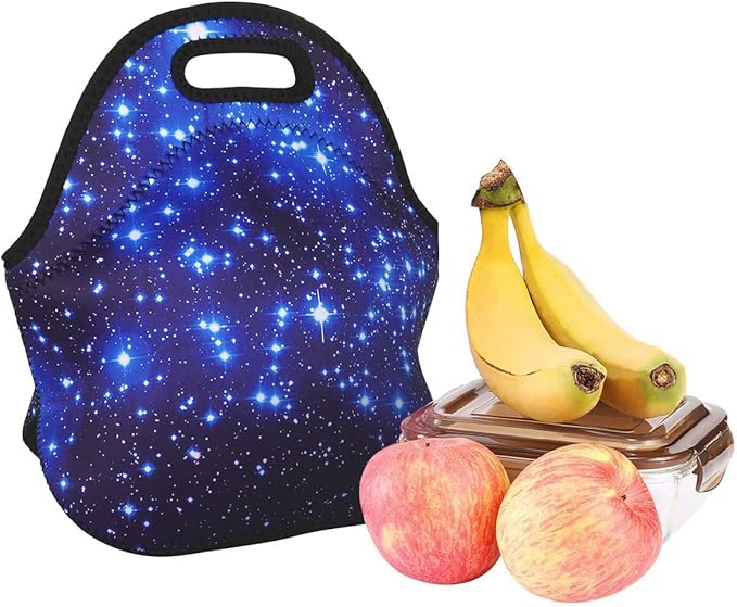 Violet Mist Galaxy Neoprene Lunch Bag for Women Men Insulated Lunch bag Tote Reusable Thermal Lunch Lunchbags Zipper for Adult Work Travel Picnic Thanksgiving Christmas Gift