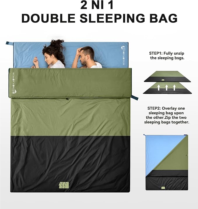 Ultralight Warm Weather Sleeping Bag - Portable, Waterproof, Compact Lightweight, Comfort with Compression Sack - Great for Outdoor Camping, Backpacking & Hiking