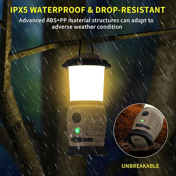 Camping Lantern Rechargeable, Portable LED Camping Lantern - 4000mAh Battery Powered Tent Light with 4 Modes for Indoor Outdoor Home Emergency Light Power Outages Hiking Fishing Picnicking