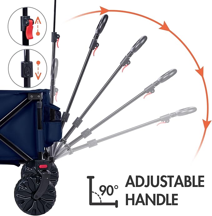 PORTAL Collapsible Folding Utility Wagon, Foldable Wagon Carts Heavy Duty, Large Capacity Beach Wagon with All Terrain Wheels, Outdoor Portable for Camping, Garden, Shopping, Groceries,