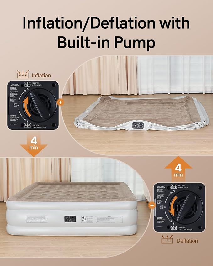 Air Mattress King with Built in Pump, Upgraded 20” Raised Blow Up Mattress, Inflatable Mattress for Camping Guest Home, Fast Inflation, King Size Air Bed, colchon inflable