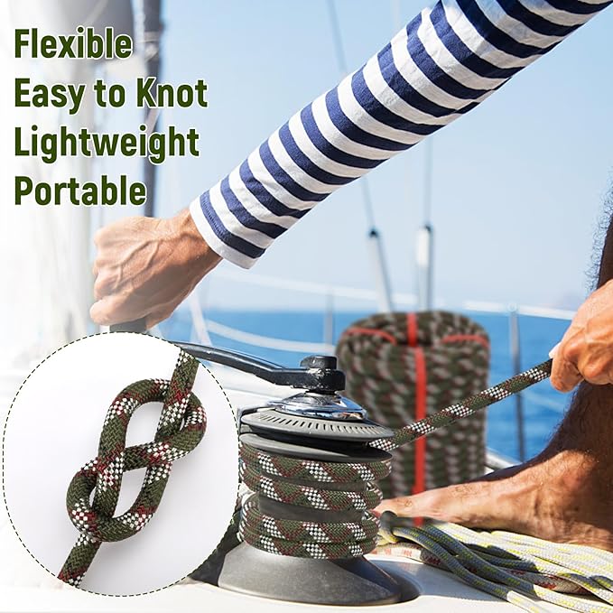 Arborist Rope Climbing Rope Outdoor Rope Sailing Rope Heavy Duty Rope 1/2 Inch Rope 48 Strands Bull Rope for Construction Climbing Swing Sailing