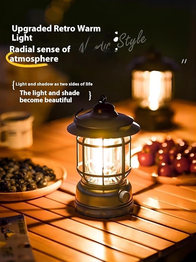 Rechargeable Camping Lantern,Outdoor Camping Light with USB Charging Port,Fearless of Wind and rain,Suitable for Garden,Courtyard,and Lawn Use(White)