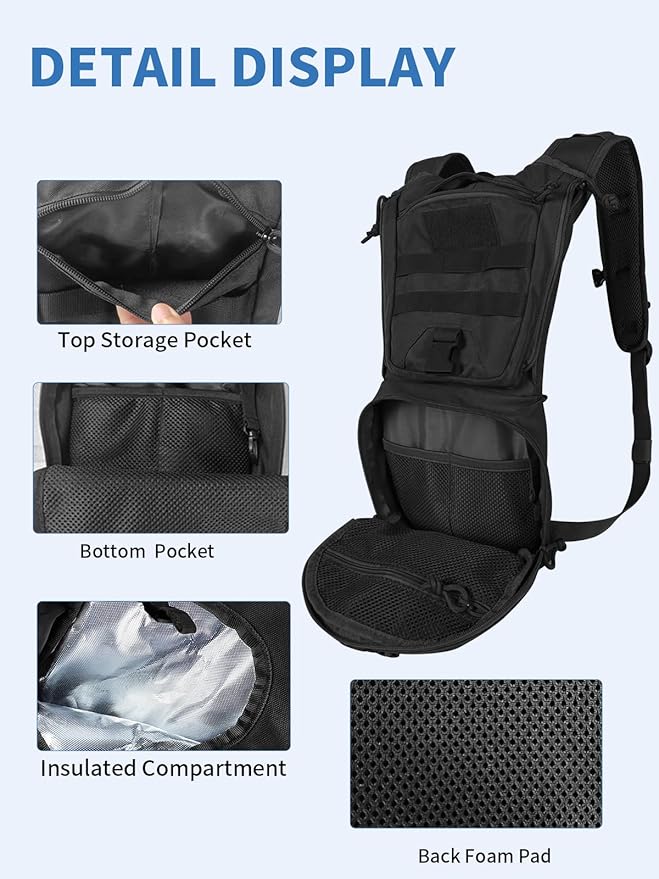 SMONT Tactical Molle Water Hydration Running Backpack - Lightweight with 2.5L Water Bladder for Men Hiking