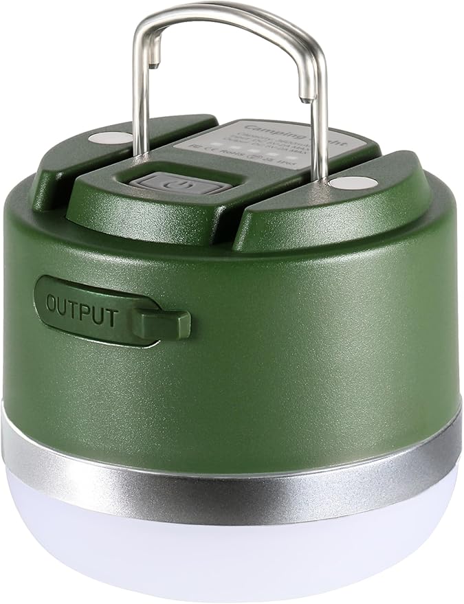 Joyzy Rechargeable LED Camping Lantern, 600lm, 3600mAh, Mini Hanging Light for Outdoor, Fishing, Car or House Emergency Kit (Green)