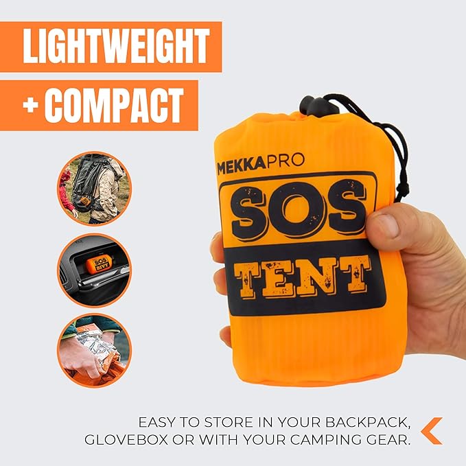 MEKKAPRO Emergency Shelter, Survival Tent, 2 Person Waterproof Structure, Portable System for Extreme First Aid Survival Kit Use, Water & Windproof Tube Tent for Camping, Hiking and Outdoor Activities