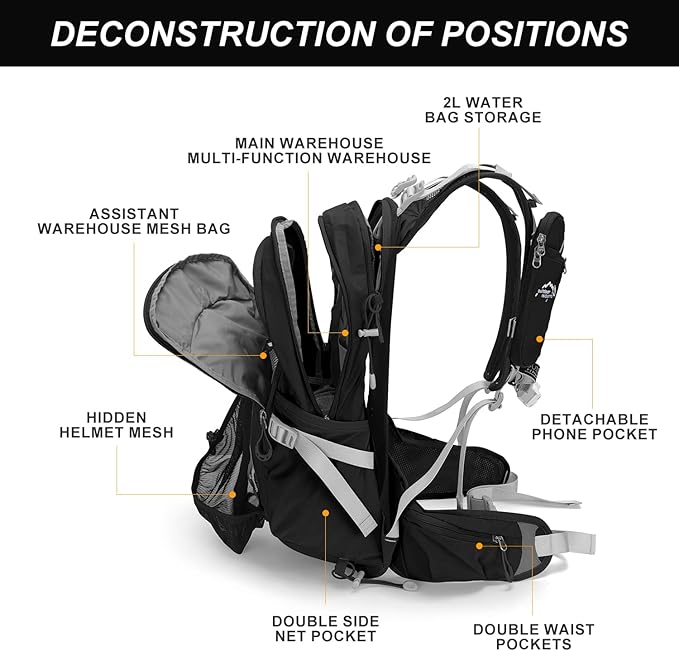 Hydration Pack,20L Hydration Backpack, Hiking Internal Frame Backpacks with 2L Hydration Water Bladder and Rain Cover, for Cycling,camping, hunting,Ski, Snow for Men, Women (black)