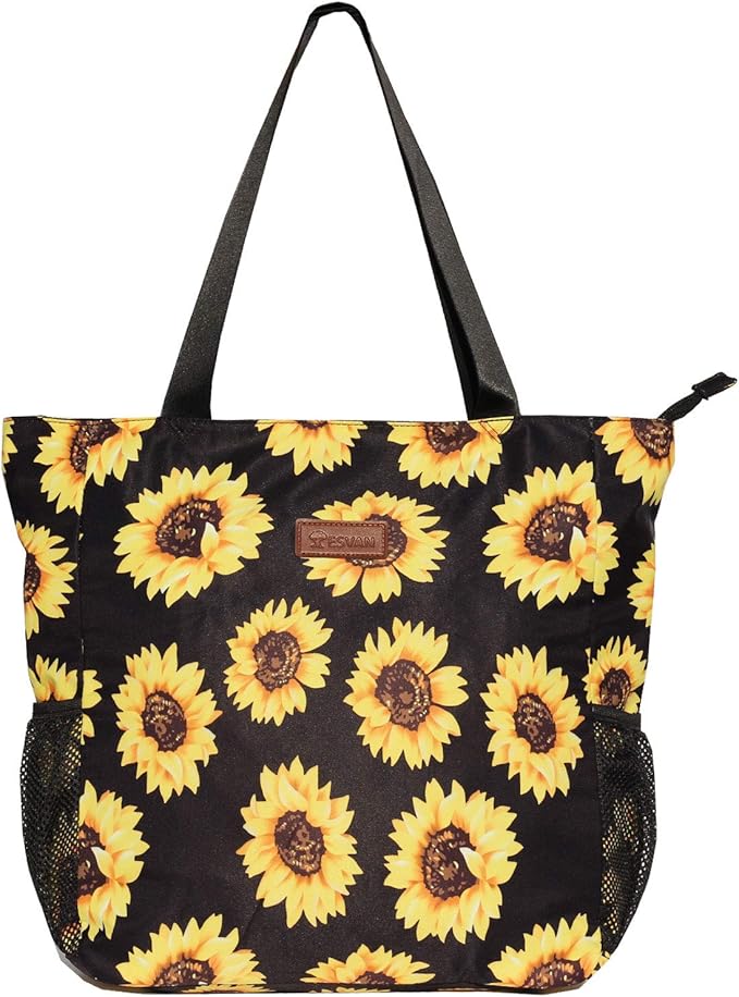ESVAN Original Floral Water Resistant Large Tote Bag Shoulder Bag for Gym Beach Travel Daily Bags Upgraded
