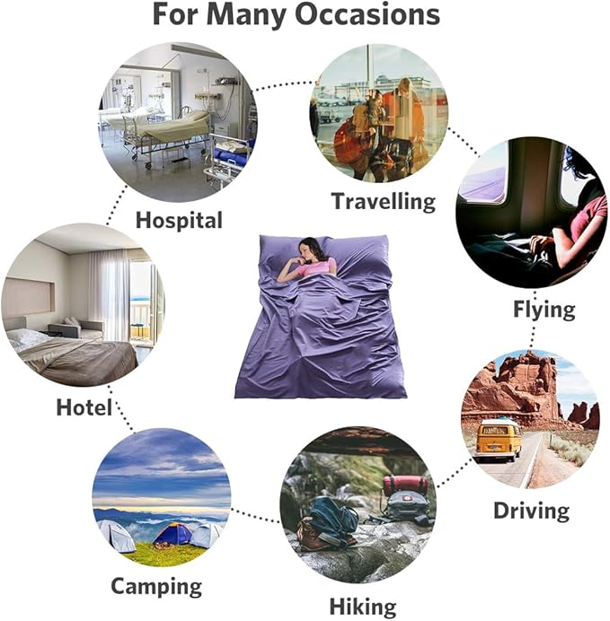 Sleeping Bag Liner Ultralight Travel Sheet Dirt-Proof Travel Camping Sheet Sleeping Sheet Hotel Sheet for Outdoor Travel Hiking Hotels Picnics