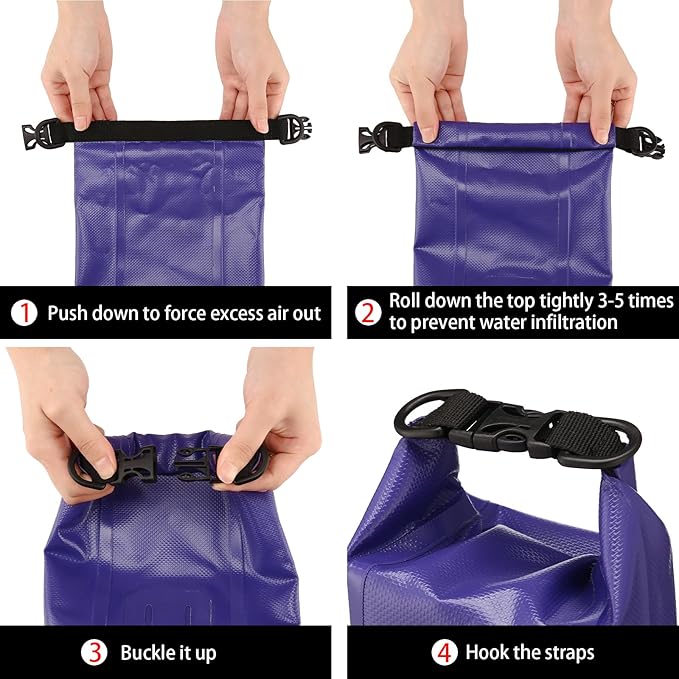 Waterproof First Aid Kit Roll Top Boat Emergency Kit with Waterproof Contents for Fishing Kayaking Boating Swimming Camping Rafting Beach Purple