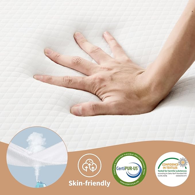 DUMOS Folding Mattress, 4 inch Tri-Fold Memory Foam Mattress, Foldable Mattress Topper with Washable Cover, Foldable Guest Bed, Travel Mat, 80"×60"×4", White