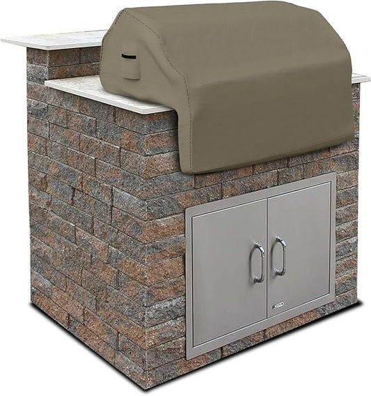 Covers & all Built-in Outdoor Grill Cover, Durable 12 Oz Waterproof Cover Max Material with Air Pocket & Elastic for Snug Fit (36" W x 26" D x 24" H Inches, Beige)