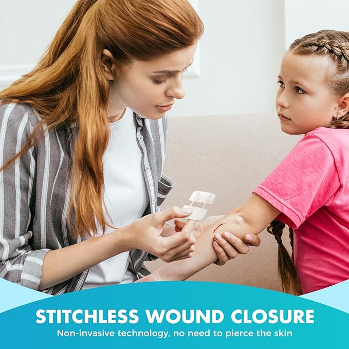 Zip Stitch Wound Closure Strips | 4-Pack Stitchless Butterfly Bandages | Adjustable Tension for Painless Laceration Repair, Post-Surgery Care & Emergency First Aid