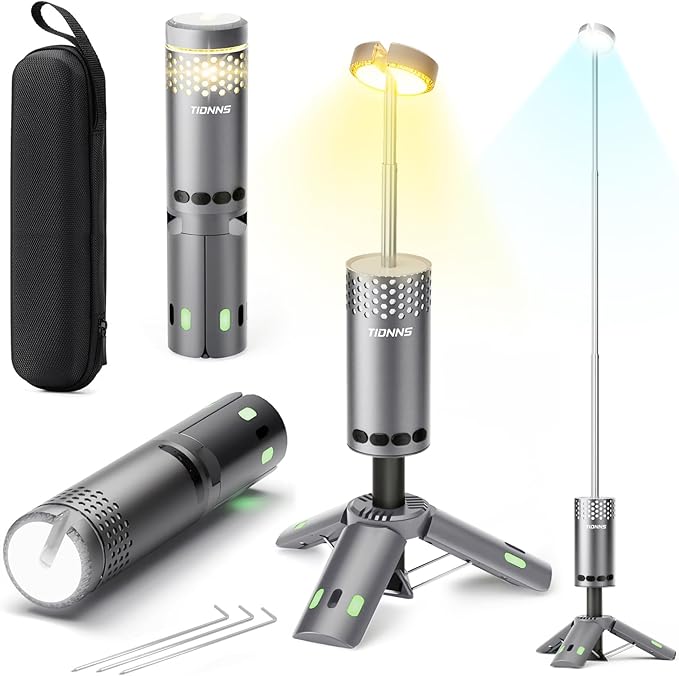 Camping Light Telescopic, Rechargeable Collapsible Camping Lanterns with Stand, 10000mAh Magnetic Waterproof Camping Lamp, Outdoor Light for Emergency, Cool Camping Must Haves (Gray)