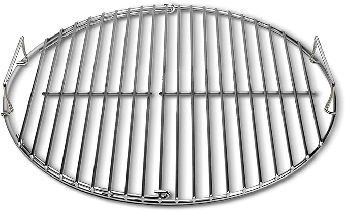 SnS Grills EasySpin Charcoal Grill Cooking Grate, 304 Stainless Steel, Large Hinged Opening, Perfect for 2-Zone Cooking, Replacement Grate Compatible with Weber & Other Grills - 18” Inches