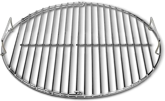 SnS Grills EasySpin Charcoal Grill Cooking Grate, 304 Stainless Steel, Large Hinged Opening, Perfect for 2-Zone Cooking, Replacement Grate Compatible with Weber & Other Grills - 18” Inches