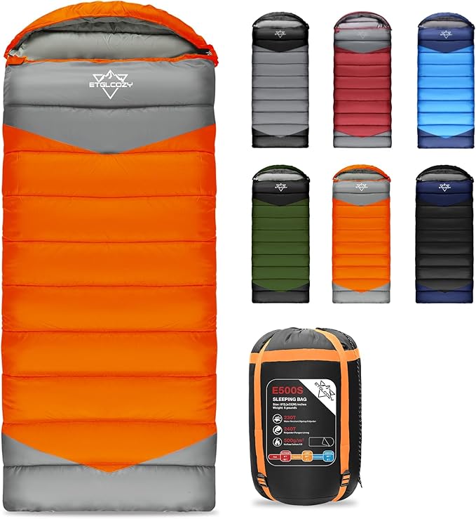 Adult Kids Sleeping Bag - All Season Warm/Cold Weather Lightweight for Camping & Hiking - Compact w/Compression Sack - Portable for Backpacking Travel Indoor - Unisex Boy Girl Man Woman