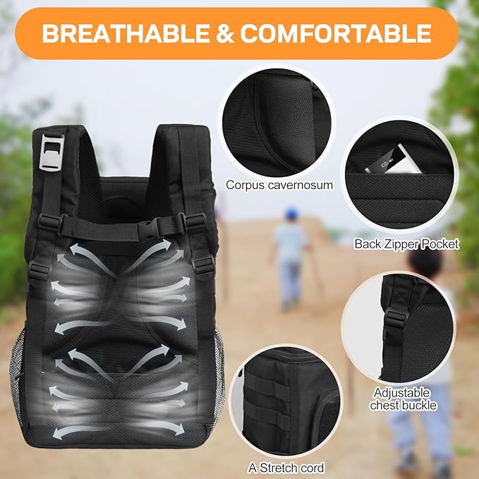 Tactical Backpack Cooler, 25L Cooler Backpack Insulated Leak-Proof, Heavy Duty Large Lunch Backpack, Waterproof Ice Chest Backpack, Cooler Lunch Backpack for Hiking,Travel, Outdoor,Black