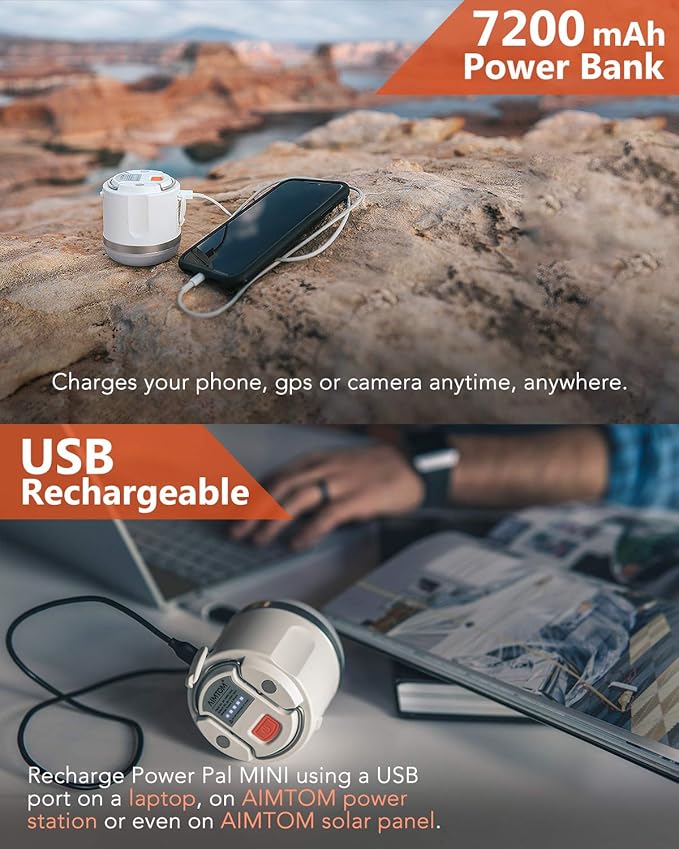 LED Camping Lantern, 6 Light Modes, 7200mAh Power Bank, 660LM, Waterproof, 850ft Long-Range Spotlight, Mini Flashlight Magnetic Base for Hurricane Emergency, Outdoor, Hiking, Home and Car by AIMTOM