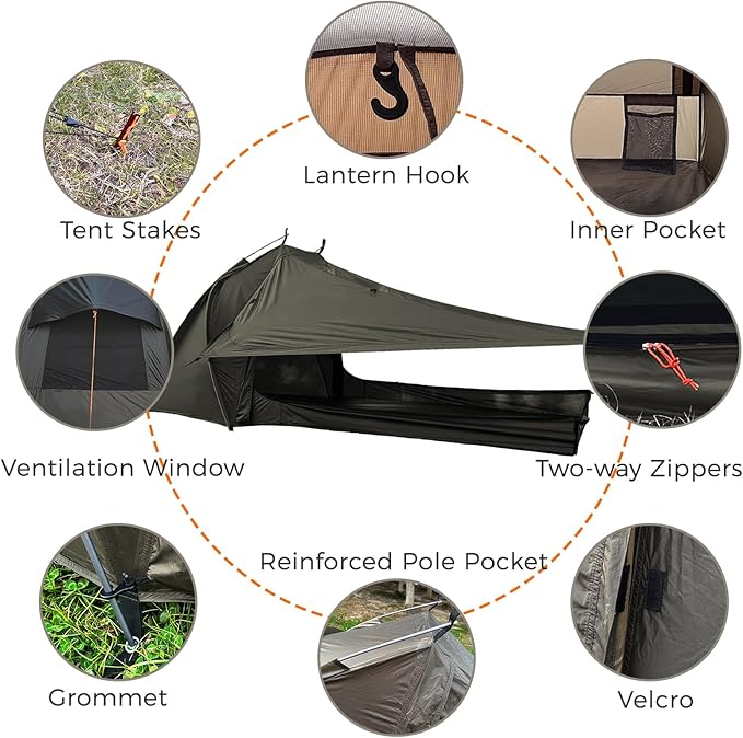 Onewind Ultralight One Person Tent, Waterproof Backpacking Tent with Rainfly Mesh Poles Easy Setup for 3 Season Camping Hiking Backpacking Fishing